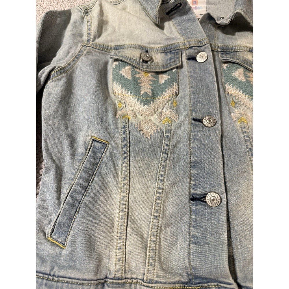 LulaRoe Denim Jacket Women's XS Embroidered Harvey Design Southwestern Aztec - Picture 3 of 11